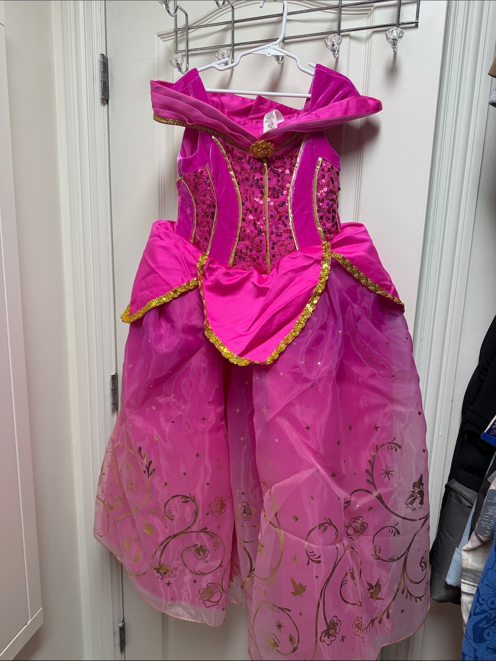 NWT Disney Designer Collection Pink Aurora Princess Dress Gold Sequins SZ 9/10